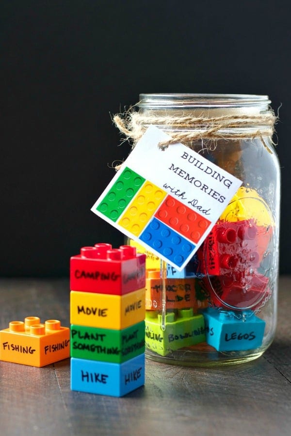 LEGO bricks in a jar -- father's day crafts for kids
