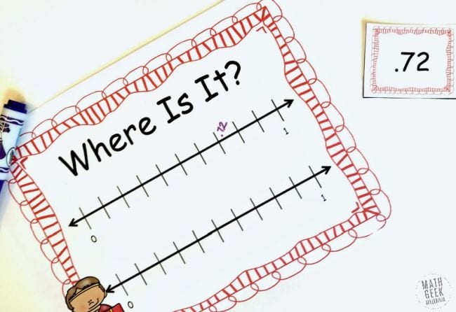 Where Is It decimal math game printable worksheet with card