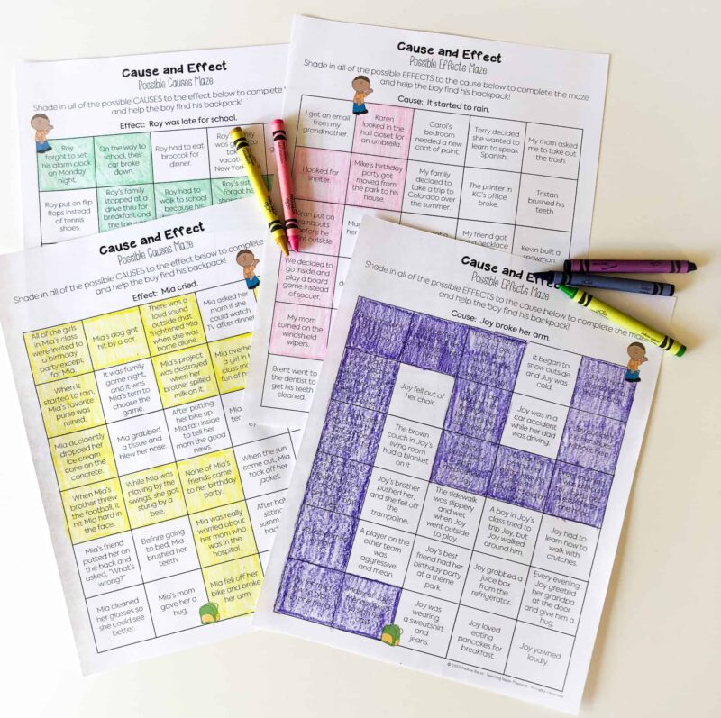 papers with maze colored in 
