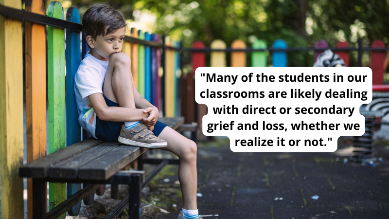 Student grieving with quote about how to support a grieving student