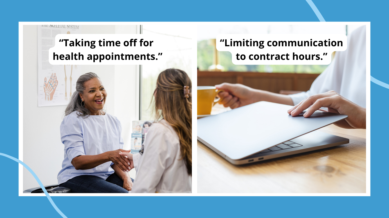 Two paired images of things teachers should stop apologizing for